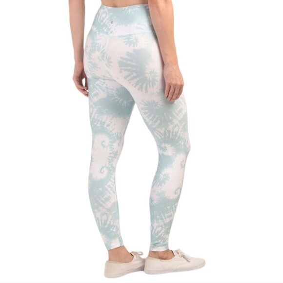 Kyodan Green and White Tie Dye High Waist Crop Length Stretch Legging Medium NWT - Picture 2 of 6